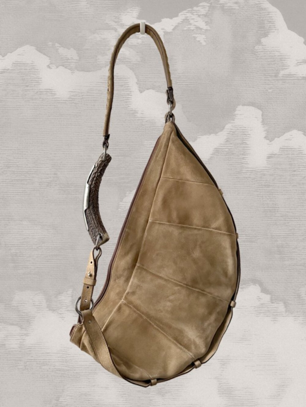 YSL RUNWAY Yves Saint Laurent Rive Gauche Mombasa Crossbody Sling Horn Bag Y2K